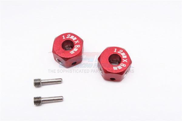 Aluminum Universal Hex Adapter 12mmX8mm - 2Pcs Set Red
