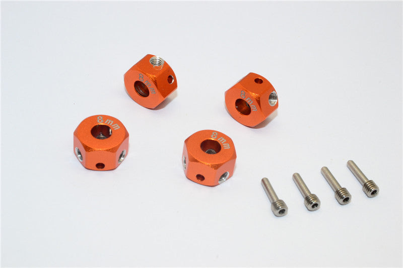 Aluminum Universal Hex Adapter 12mmx8mm - 4Pcs Set Orange