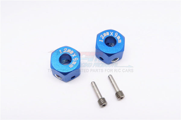 Aluminum Universal Hex Adapter 12mmX9mm - 2Pcs Set Blue