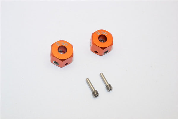 Aluminum Universal Hex Adapter 12mmx9mm - 2Pcs Set Orange