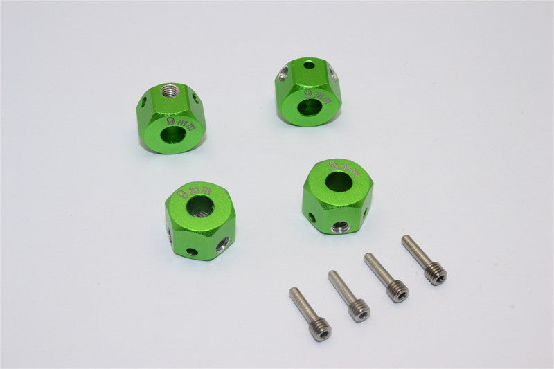 Aluminum Universal Hex Adapter 12mmx9mm - 4Pcs Set Green