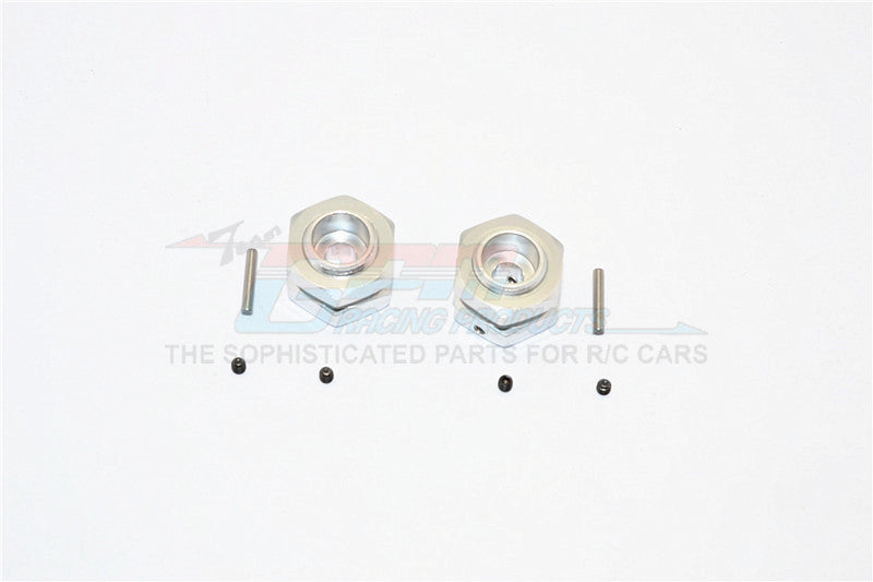 Aluminum Wheel Hex Adapter - 12mm Convert To 17mm and 7mm Offset With 17mm Lock Nut Anti-Loose Design - 2Pcs Set Silver