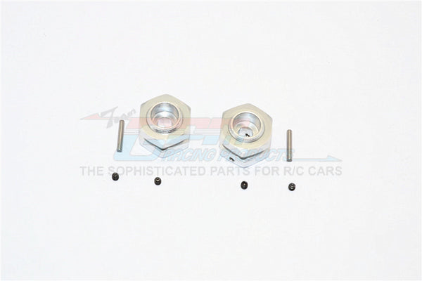 Aluminum Wheel Hex Adapter - 12mm Convert To 17mm and 7mm Offset With 17mm Lock Nut Anti-Loose Design - 2Pcs Set Silver