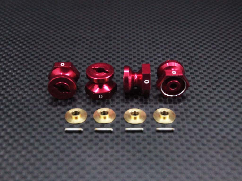 Team Associated RC18T Aluminum Drive Adaptor With Pins & Washers (0mm Standard) - 4Pcs Set Red