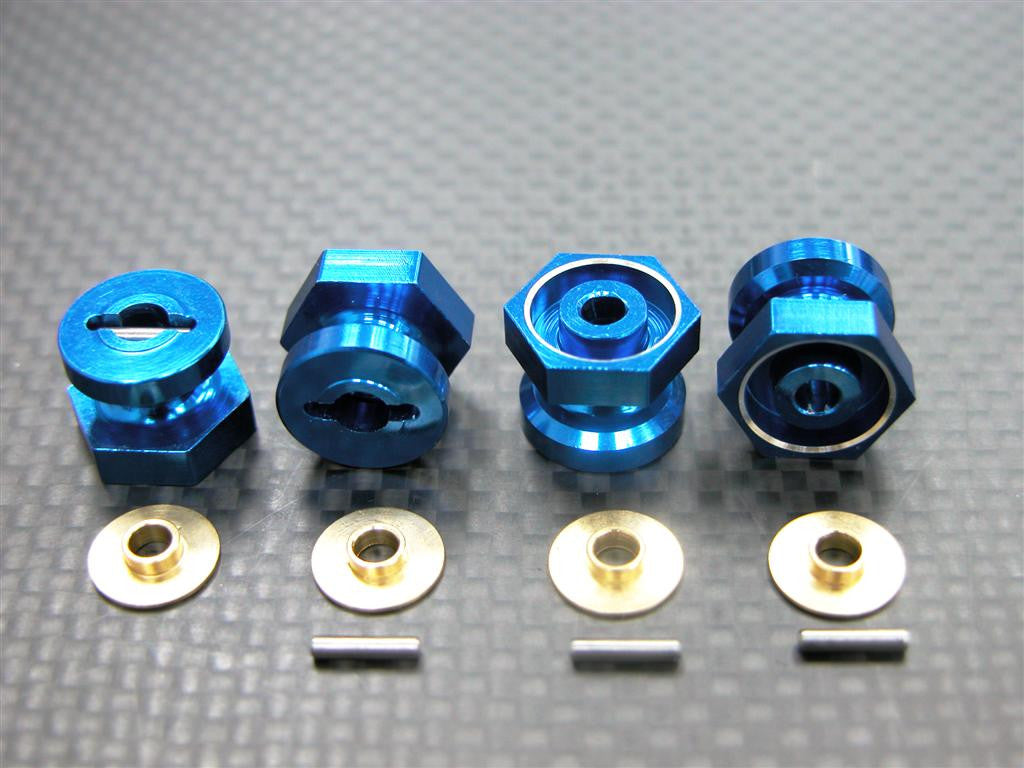 Team Associated RC18T Aluminum Drive Adaptor With Pins & Washers (-1mm) - 4Pcs Set Blue