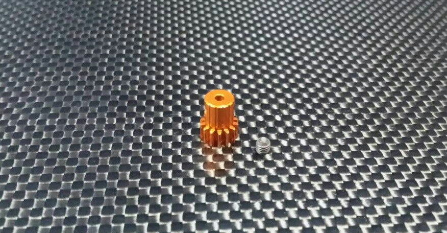 Team Associated RC18T Aluminum Motor Gear (14T) With Screw - 1Pc Set Orange