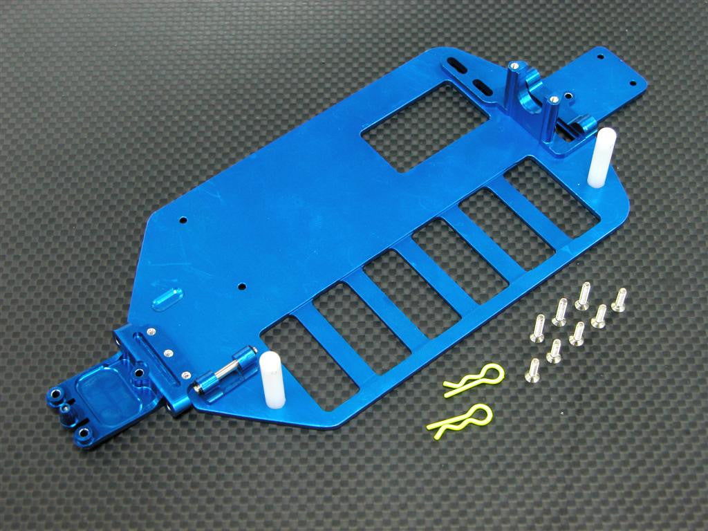 Team Associated RC18T Aluminum Main Chassis With Screws & E-Clips - 1Pc Set (Economy Version) Blue