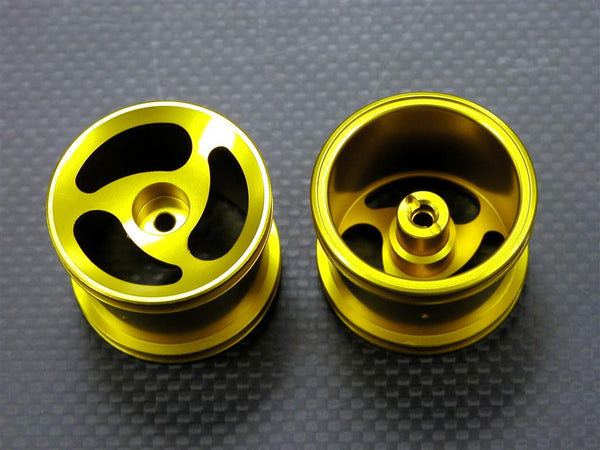 Team Associated RC18T Aluminum Front Standard Sinkage Swirl Surface Rims (3 Poles) - 1Pr Gold