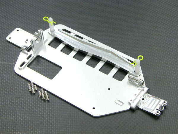 Team Associated RC18T Aluminum Full Set Chassis With Aluminum Mounts & Strap Battery Plate & Screws - 1 Set Silver