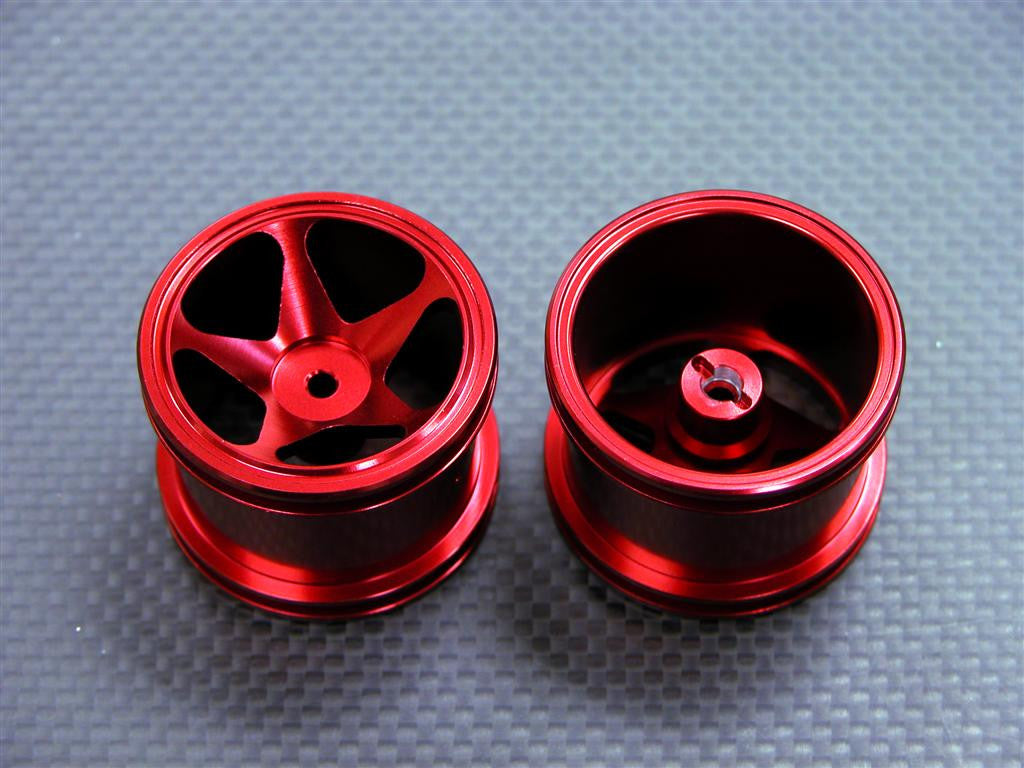 Team Associated RC18T Aluminum Front Standard 3D Sinkage Rims (5 Poles) -1Pr Red