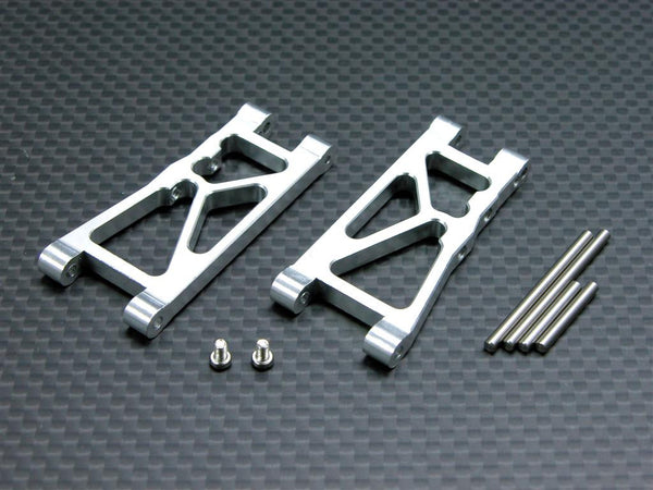 Team Associated RC18T Aluminum Rear Lower Arm With Pins & Screws - 1Pr Set Silver