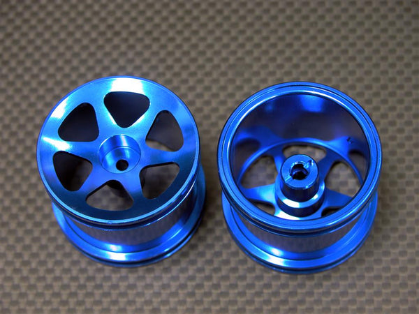 Team Associated RC18T Aluminum Front Standard Sinkage Surface Rims (6 Poles) -1Pr Blue