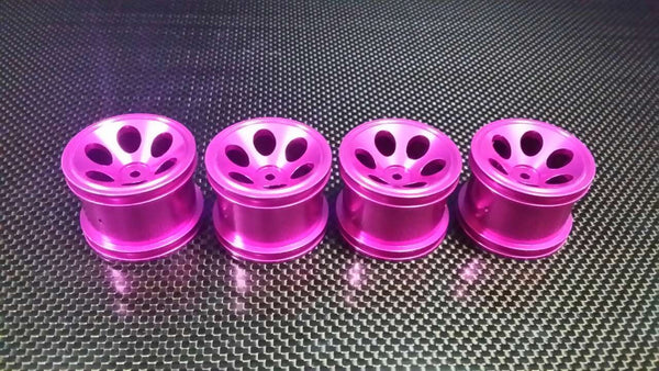 Team Associated RC18T Aluminum Front Standard 3D Sinkage Oval Pattern Rims (6 Holes) - 2Prs Pink