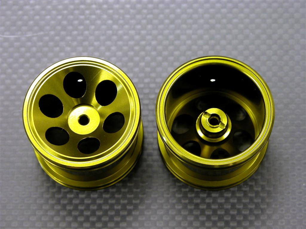 Team Associated RC18T Aluminum Front Standard 3D Sinkage Oval Pattern Rims (6 Holes) - 1Pr Golden Black