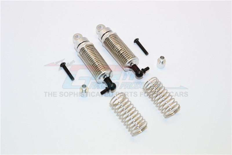 Team Associated RC18T Aluminum Front Adjustable Spring Dampers (47mm) With 1.0mm Springs & 0.9mm Spare Springs - 1Pr Set Silver