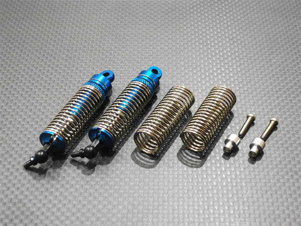 Team Associated RC18T Aluminum Rear Adjustable Spring Dampers (57mm) With 1.0mm Springs & 0.9mm Spare Springs & Aluminum Collars & Screws - 1Pr Set Blue