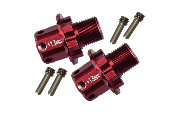 Aluminum 13mm Hex Adapters For Arrma TYPHON / TALION / KRATON / SENTON / OUTCAST / NOTORIOUS / INFRACTION / LIMITLESS - 1Pr Set Red