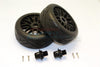 Aluminum 13mm Hex Adapters + Rubber Radial Tires With Plastic Wheels For ARRMA TYPHON / SENTON - 8Pcs Set Black