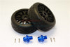 Aluminum 13mm Hex Adapters + Rubber Radial Tires With Plastic Wheels For ARRMA TYPHON / SENTON - 8Pcs Set Blue