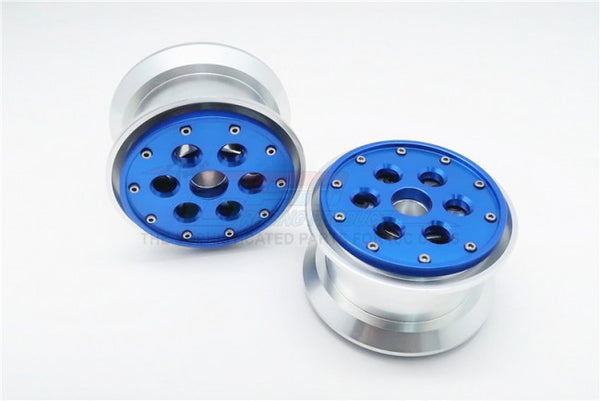 Aluminum Beadlock Weighted Wheels With Weight Holder & Bearings Suitable For All 2.2 Tires - 1Pr Set Blue