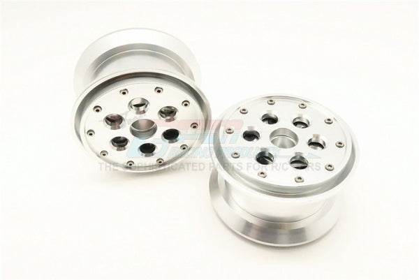 Aluminum Beadlock Weighted Wheels With Weight Holder & Bearings Suitable For All 2.2 Tires - 1Pr Set Silver