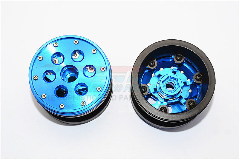 Aluminum+ Plastic Beadlock Weighted Wheels With Weight Holder & Bearings Suitable For All 2.2'' Tires - 1Pr Set Blue