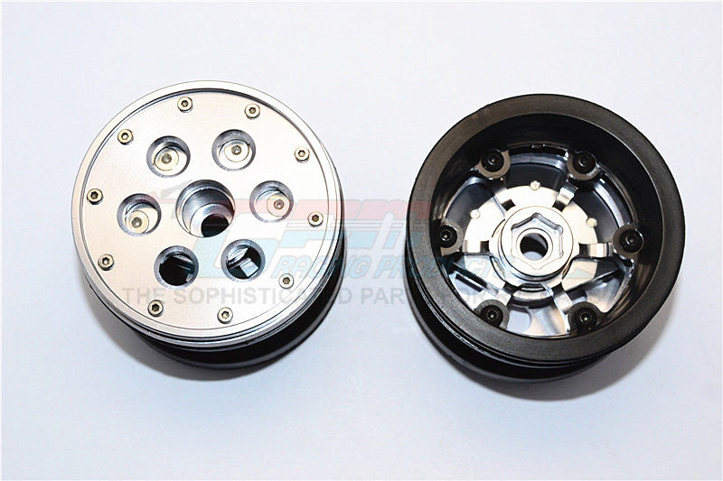 Aluminum+ Plastic Beadlock Weighted Wheels With Weight Holder & Bearings Suitable For All 2.2'' Tires - 1Pr Set Gray Silver