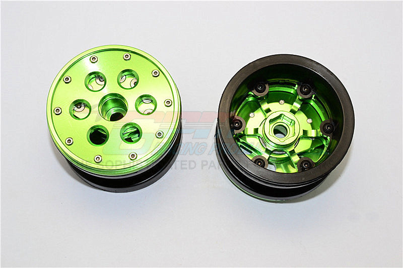 Aluminum+ Plastic Beadlock Weighted Wheels With Weight Holder & Bearings Suitable For All 2.2'' Tires - 1Pr Set Green