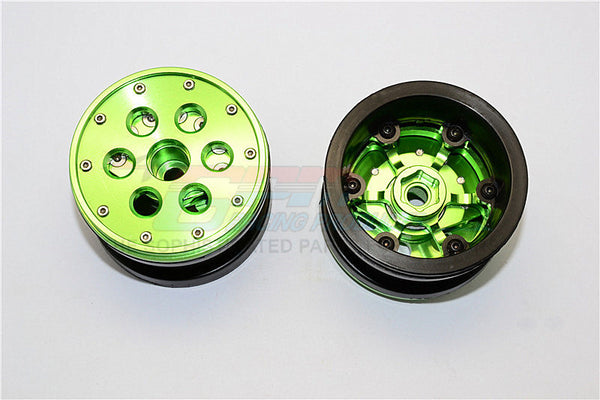 Aluminum+ Plastic Beadlock Weighted Wheels With Weight Holder & Bearings Suitable For All 2.2'' Tires - 1Pr Set Green