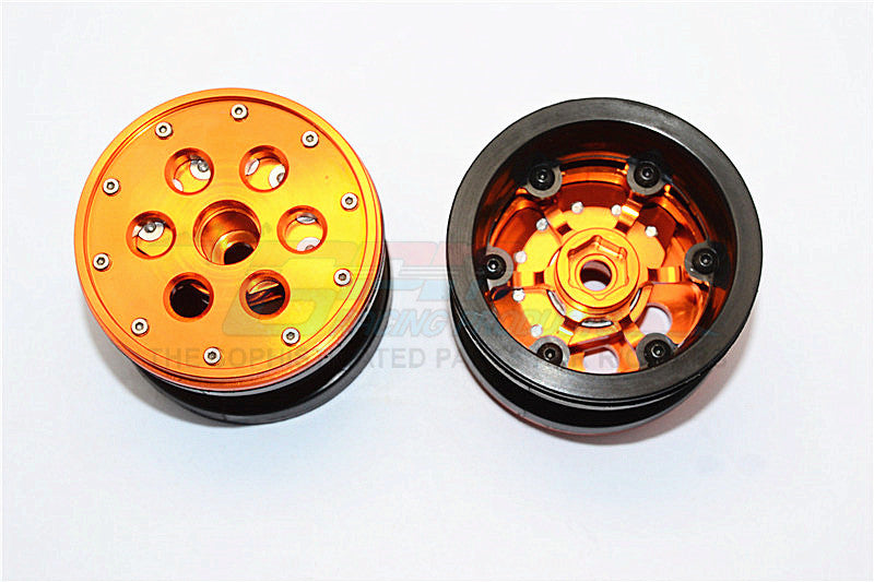 Aluminum+ Plastic Beadlock Weighted Wheels With Weight Holder & Bearings Suitable For All 2.2'' Tires - 1Pr Set Orange