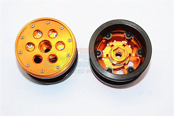 Aluminum+ Plastic Beadlock Weighted Wheels With Weight Holder & Bearings Suitable For All 2.2'' Tires - 1Pr Set Orange