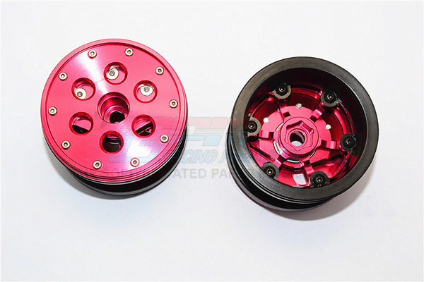 Aluminum+ Plastic Beadlock Weighted Wheels With Weight Holder & Bearings Suitable For All 2.2'' Tires - 1Pr Set Red