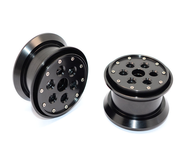 Aluminum Beadlock Weighted Wheels With Weight Holder & Bearings Suitable For All 2.2 Tires - 1Pr Set Black