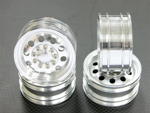 Aluminum Front & Rear 1:10 Wheel (10 Holes) - 2Prs Set Silver