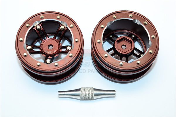 Aluminum 5 Poles Sparkling Wheels In Silver Edge For 1.9" Tire With Hex Tool - 1Pr Set Brown