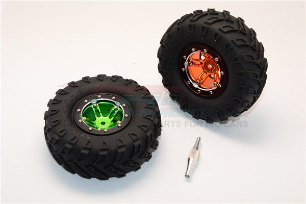 Aluminum 5 Poles Simulation Wheels With 1.9" Tire & Hex Tool - 1Pr Set Custom Colors