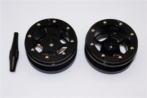 Aluminum 6 Poles Wheels For 1.9" Tire - 1Pr Black