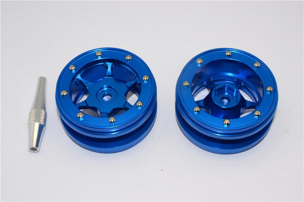 Aluminum 6 Poles Wheels For 1.9" Tire - 1Pr Blue