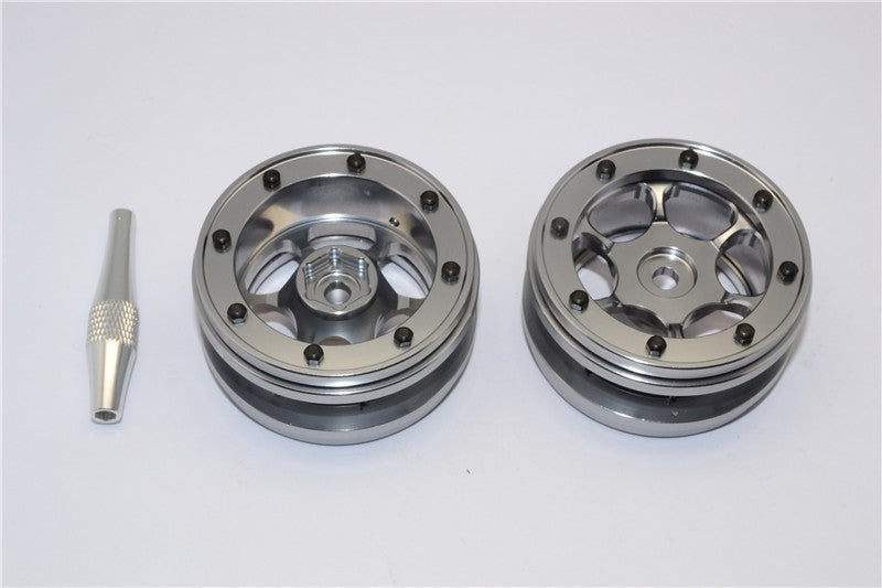 Aluminum 6 Poles Wheels For 1.9" Tire - 1Pr Gray Silver