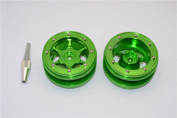 Aluminum 6 Poles Wheels For 1.9" Tire - 1Pr Green