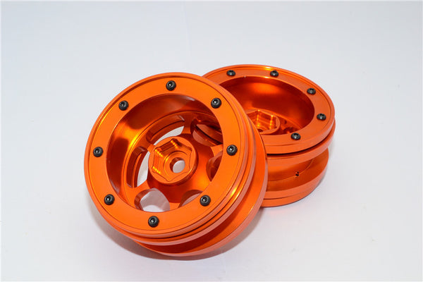 Aluminum 6 Poles Wheels For 1.9" Tire - 1Pr Orange