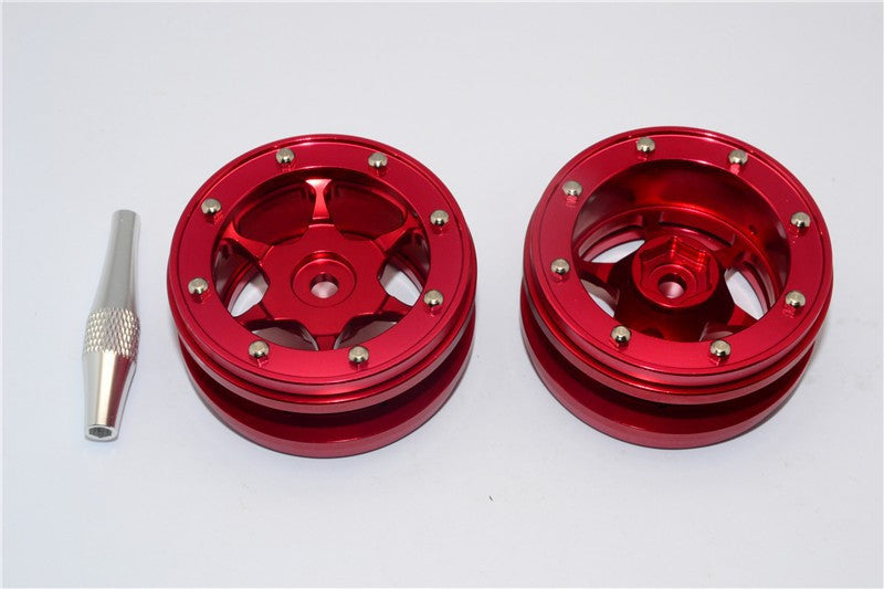 Aluminum 6 Poles Wheels For 1.9" Tire - 1Pr Red