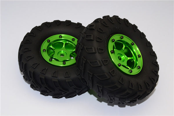 Aluminum 6 Poles Wheels With 1.9" Tire & Foam Insert - 1Pr Green
