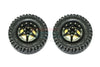 1.9" Aluminum 6 Poles Wheels With Brass Pendulum Weight + Crawler Tire -1Pr Set Black