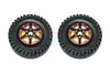 1.9" Aluminum 6 Poles Wheels With Brass Pendulum Weight + Crawler Tire -1Pr Set Brown