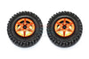 1.9" Aluminum 6 Poles Wheels With Brass Pendulum Weight + Crawler Tire -1Pr Set Orange