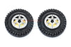 1.9" Aluminum 6 Poles Wheels With Brass Pendulum Weight + Crawler Tire -1Pr Set Silver