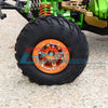 Aluminum 6 Poles Simulation Wheels In Silver Edge For 1.9" Tire With Hex Tool - 1Pr Set Green