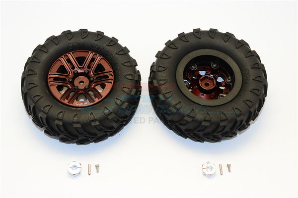 Plastic 6 Poles Simulation Wheels In Black Screws With 1.9" Crawler Tire & 12mm Hex Tool - 1Pr Brown