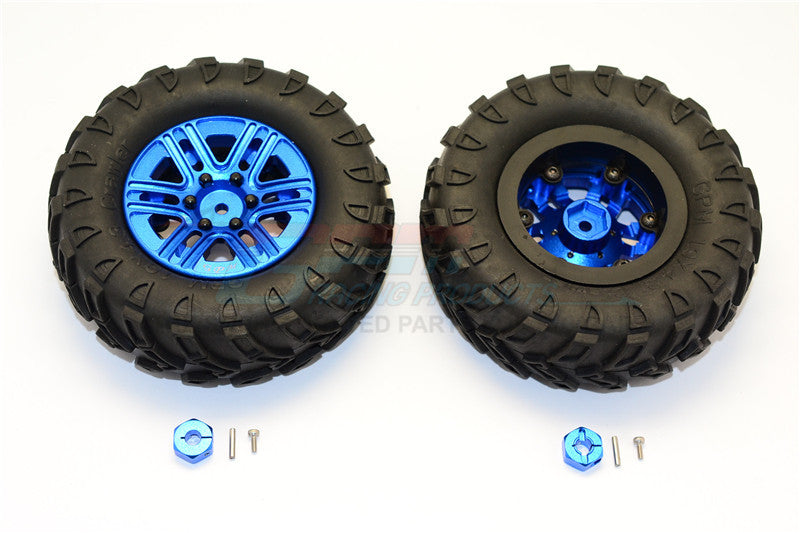 Plastic 6 Poles Simulation Wheels In Black Screws With 1.9" Crawler Tire & 12mm Hex Tool - 1Pr Blue